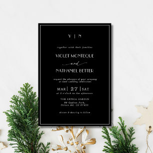 Convite de Casamento Old Money Inicial Borda Preto