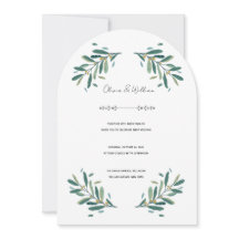 Convite de Casamento Olive Branch elegante verde s