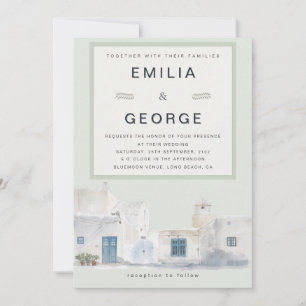 Convite de Casamento Olive Greek Island Elegante