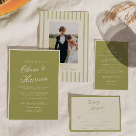 Convite de Casamento Olive Green Old Money