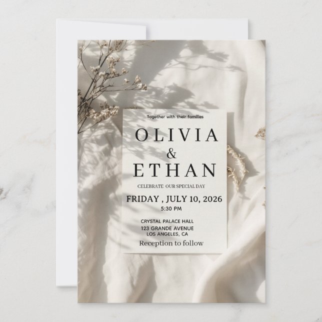 Convite de Casamento Olivia & Ethan (Frente)