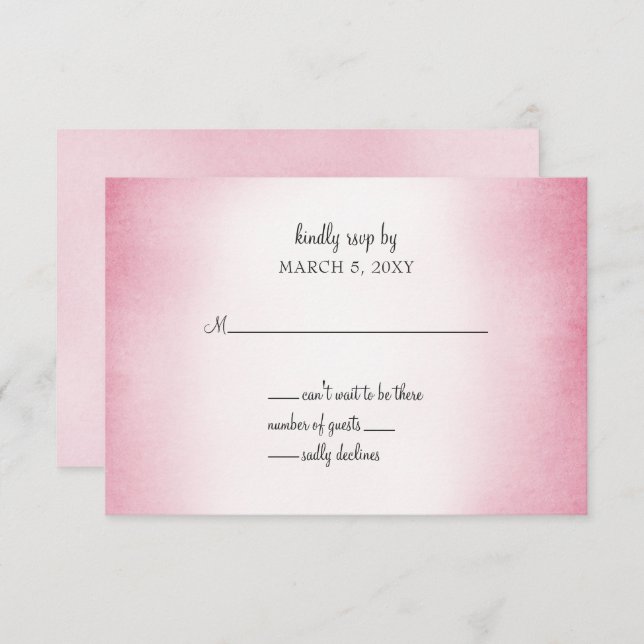 convite de casamento ombre rosa rsvp (Frente/Verso)