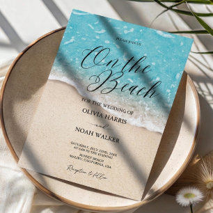 Convite de Casamento On The Beach Blue Ocean