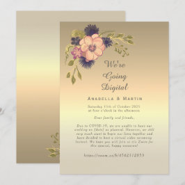 Convite de Casamento Online Floral Rosa Dourado