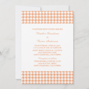 Convite de casamento Orange Houndstooth