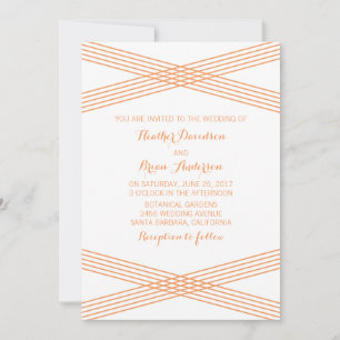 Convite de Casamento Orange Modern Deco
