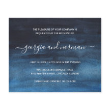 Convite de Casamento Orçamento Azul Naval Aquarela