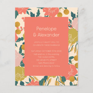 Convite de Casamento Orçamento Boho Laranja Botâni