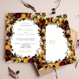 Convite de casamento orçamento floral outono queda