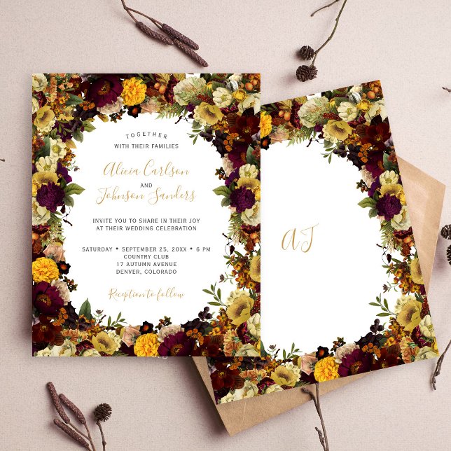 Convite de casamento orçamento floral outono queda (Criador carregado)