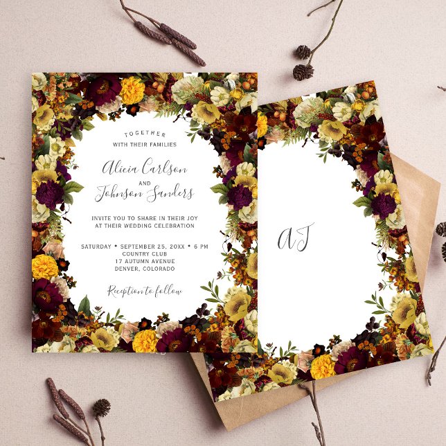 Convite de casamento orçamento floral outono queda (Criador carregado)