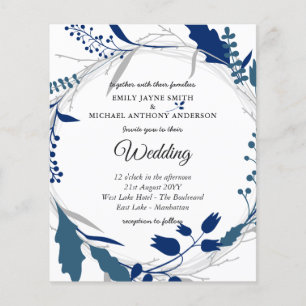 Convite de Casamento Orçamento Inverno Azul Branco