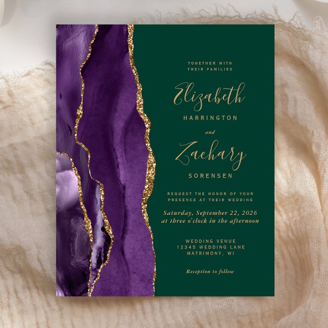Convite de Casamento Orçamento Roxo Ágata Esmerald (Criador carregado)