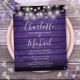 Convite de Casamento Orçamento Roxo Rústico Luzes