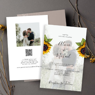 Convite de casamento orçamento rústico foto QR RSV
