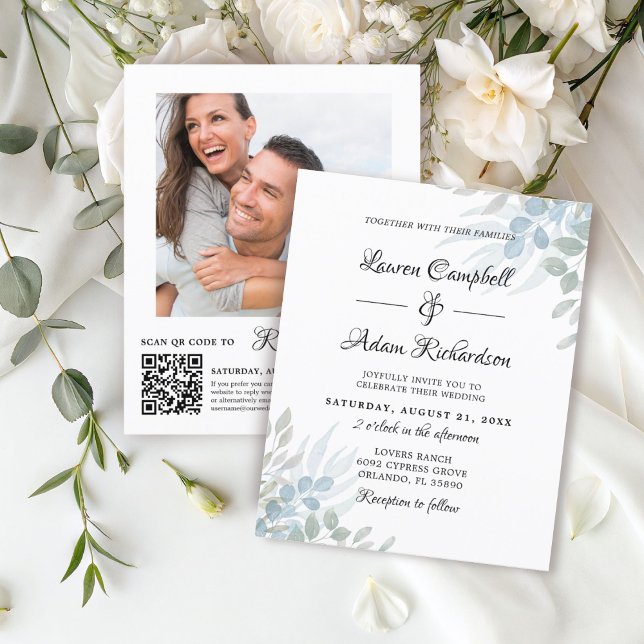 Convite de Casamento Orçamento Sábio Verde Eucalip (Criador carregado)