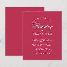 Convite de Casamento Orçamento Vermelho Magenta Mo