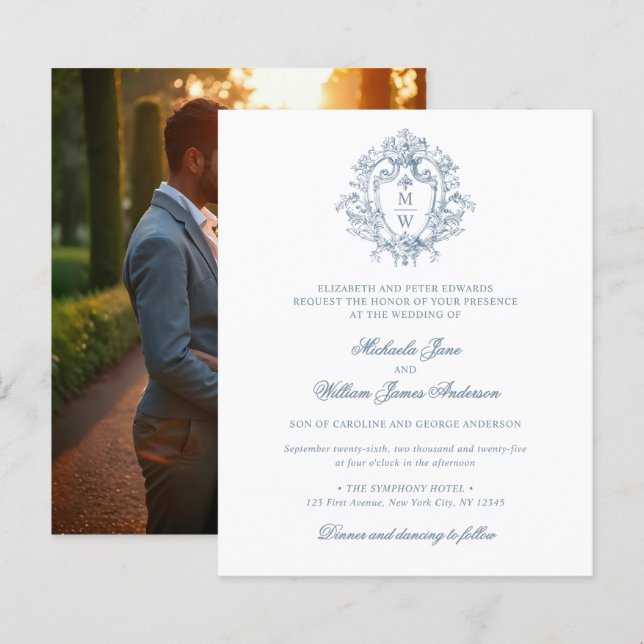 Convite de Casamento Orçamento Vintage Crista Regê (Frente/Verso)