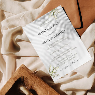 Convite de Casamento Orgânico Floral, Letra Modern