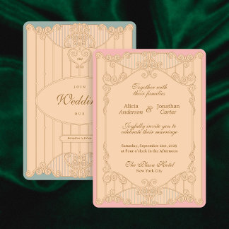 Convite de Casamento Ornamentado Art Nouveau