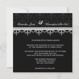 Convite de Casamento Ornamental Negro