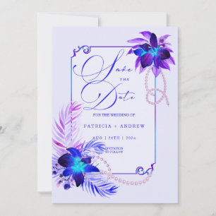 Convite de casamento Orquídea Azul Roxo para Salva