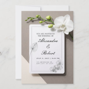 Convite de Casamento Orquídea Mariposa Branca em D