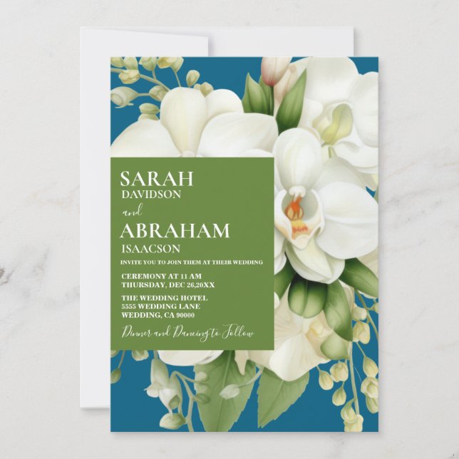Convite de Casamento Orquídeas Brancas (Frente)