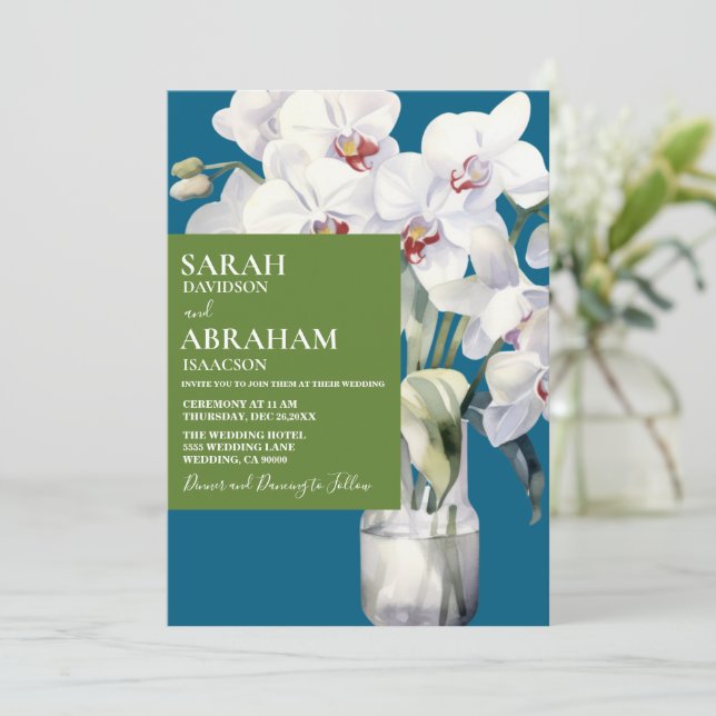 Convite de Casamento Orquídeas Brancas (Em pé/Frente)