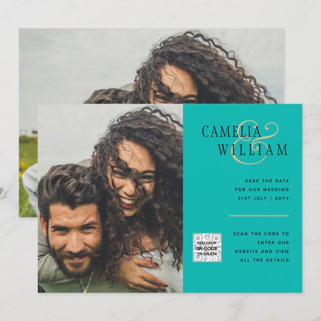 Convite de Casamento ou Anúncio de Data com QR COD (Frente/Verso)