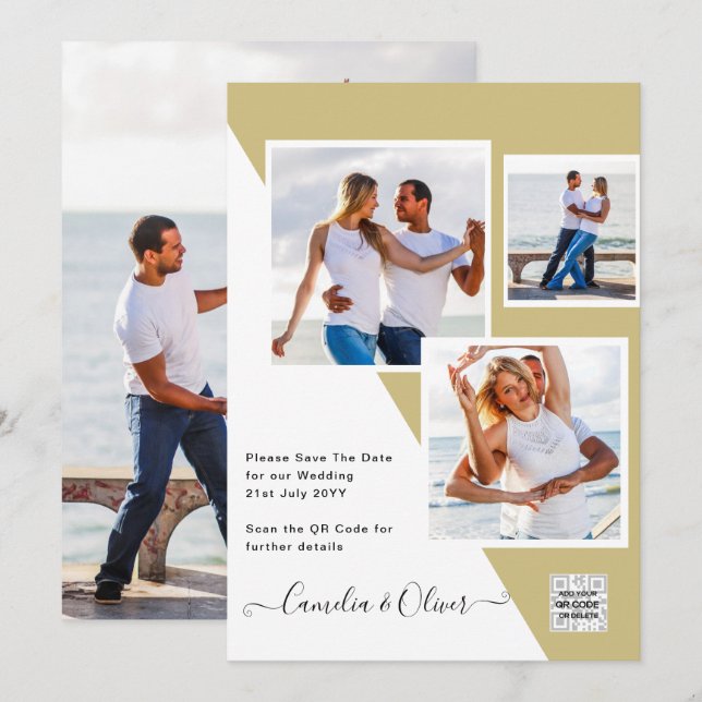 Convite de Casamento ou Anúncio de Data de Casamen (Frente/Verso)