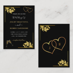 Convite de Casamento Ouro Preto Exemplo com Coraçõ
