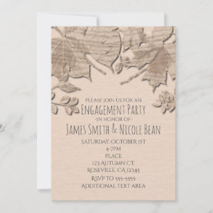 Convite de Casamento Outonal Rústico Folhas de Lam