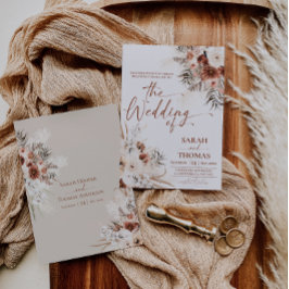 Convite de Casamento Outono Boho Tan
