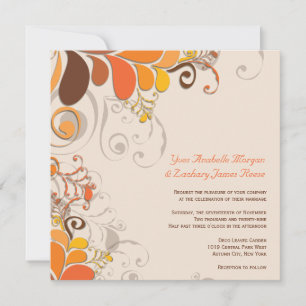 Convite de Casamento Outono Deco Floral Swirls