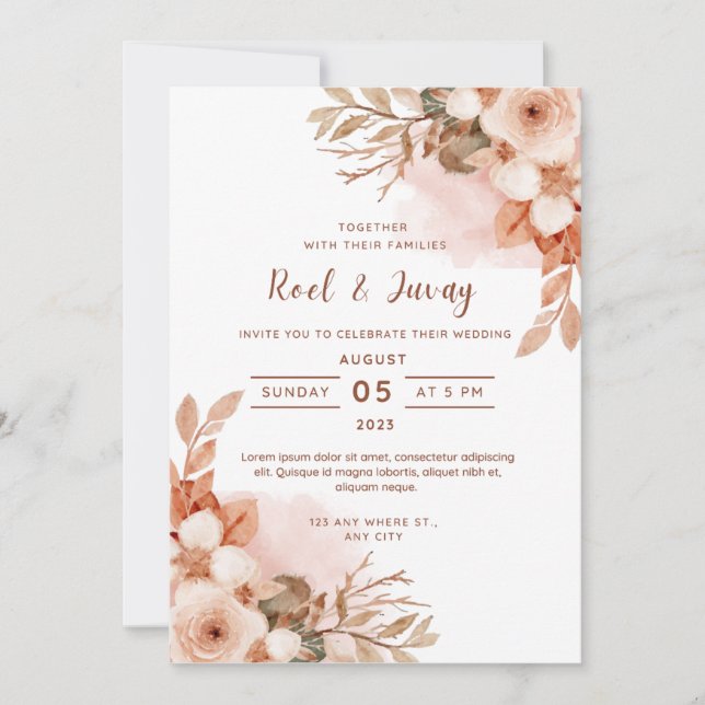 Convite de Casamento Outono Laranja (Frente)