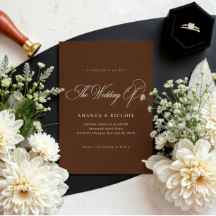 Convite de Casamento Outono Marrom Espresso Elegan
