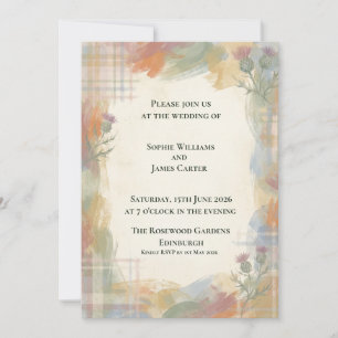Convite de Casamento Outono Tartan Thistle