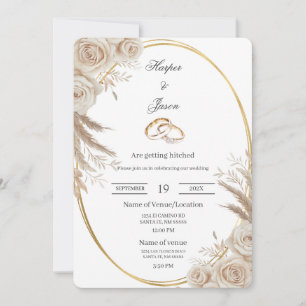 Convite de casamento Oval Boho anel