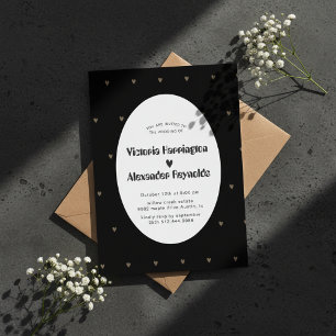 Convite de Casamento Oval Preto Elegante