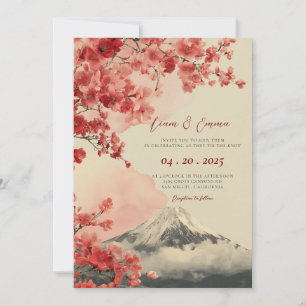 Convite de Casamento Paisagem Japonesa Aquarela Vi
