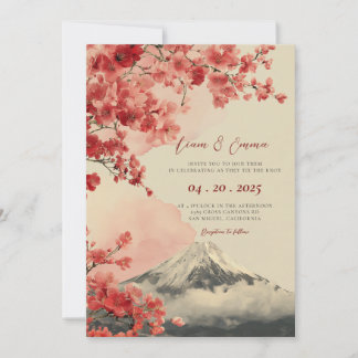 Convite de Casamento Paisagem Japonesa Aquarela Vi