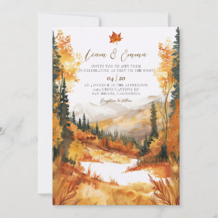 Convite de Casamento Paisagem Outono Rústico