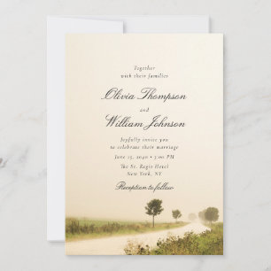 Convite de Casamento Paisagem Rural Romântica