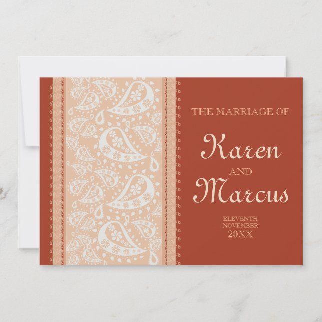 Convite de Casamento Paisley Spice 5x7 (Frente)