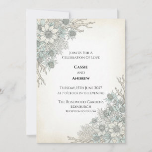 Convite de Casamento Pale Blue Thistle