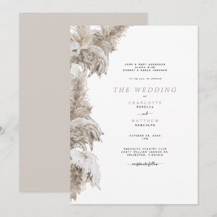 Convite de Casamento Pampas Bege Ambos os Conjunto