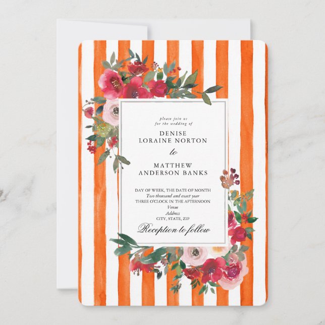 Convite de Casamento Pantone "Laranja Tigre" (Frente)