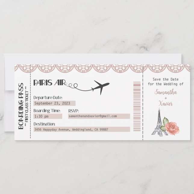 Convite De Casamento, Papel de carta De Casamento, (Verso)