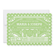 Convite de casamento Papel Picado Escalado - Verde